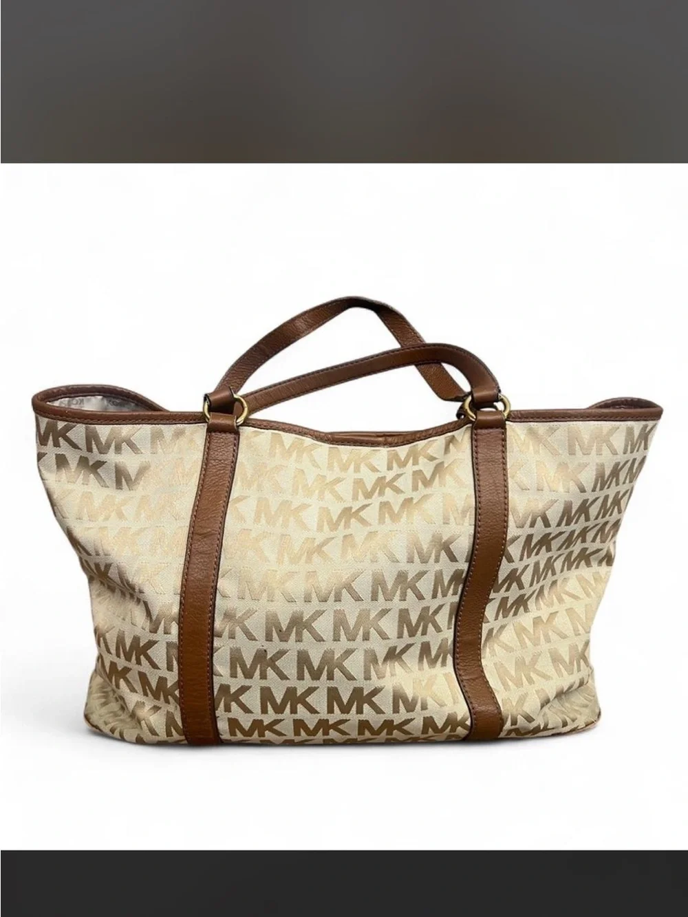 Michael Kors Large Canvas MK Logo Tote - Picture 2 of 6